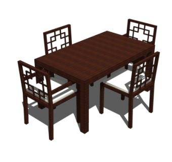 中式餐桌椅su模型