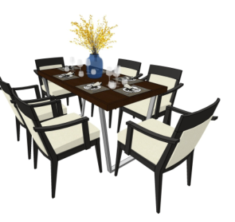 欧式餐桌椅su模型