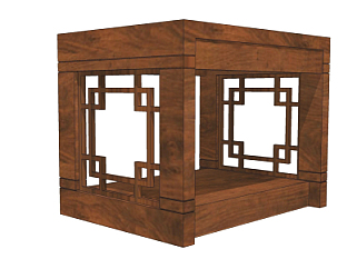 中式实木凳子su模型