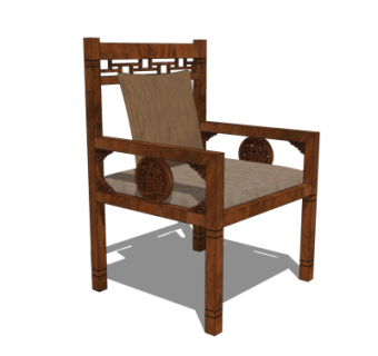 中式单椅su模型