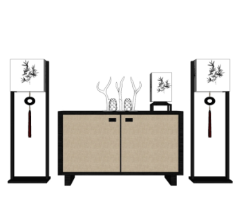 中式边柜su模型