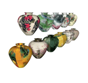 中式陶罐组合su模型