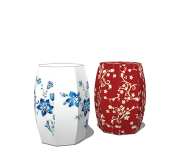 中式鼓凳su模型