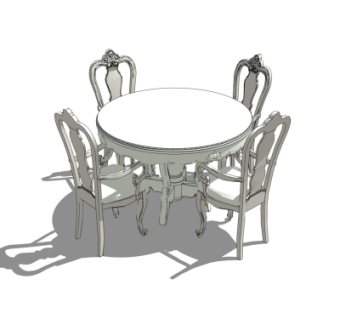 欧式圆形餐桌椅su模型