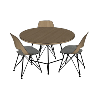 工业风圆形餐桌椅su模型