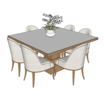 简欧餐桌椅su模型