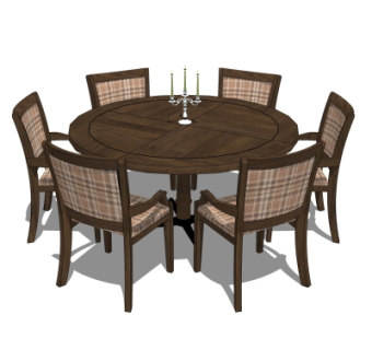 美式餐桌椅su模型