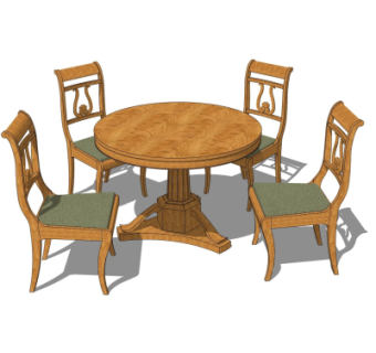 简欧休闲桌椅su模型