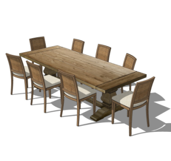 简美餐桌椅su模型