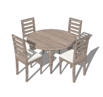 现代实木餐桌椅su模型