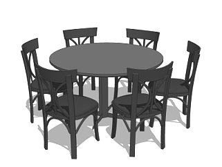 现代<em>圆形餐桌</em>椅su模型