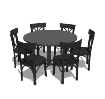 现代圆形餐桌椅su模型