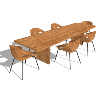 现代实木餐桌椅su模型