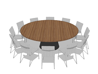 现代圆形宴会桌椅su模型