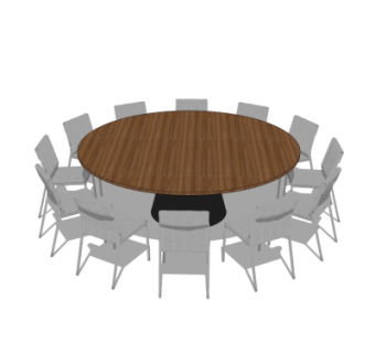 现代圆形宴会桌椅su模型