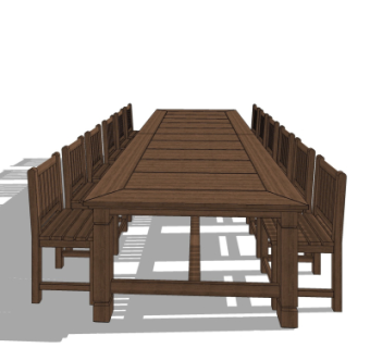 中式实木餐桌椅su模型