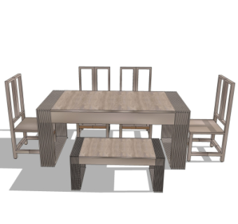 北欧餐桌椅su模型