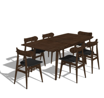 北欧餐桌椅su模型