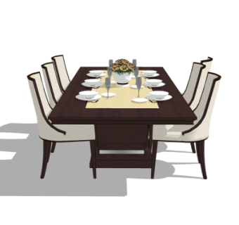 简欧餐桌椅su模型