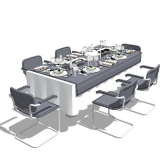 现代餐桌椅su模型