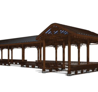 中式走廊免费su模型