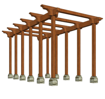 现代廊架su模型