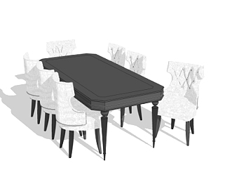 <em>美式餐桌</em>椅su模型