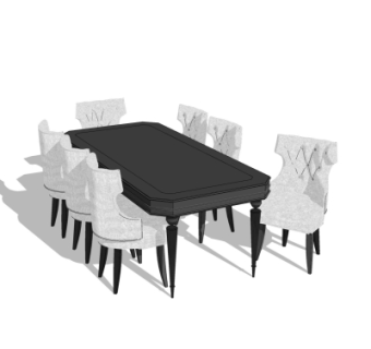 美式餐桌椅su模型