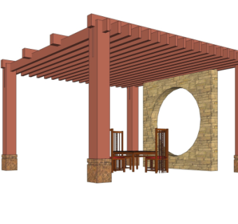 新中式廊架su模型