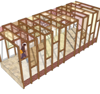 现代玻璃廊架su模型