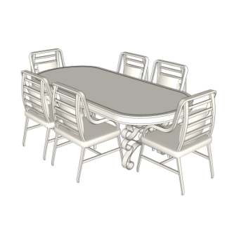 简美餐桌椅su模型