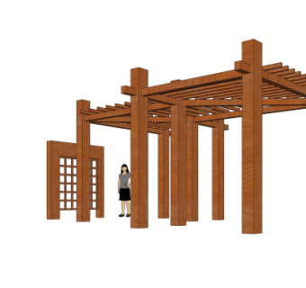 现代廊架su模型