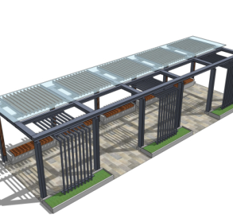 现代玻璃廊架su模型
