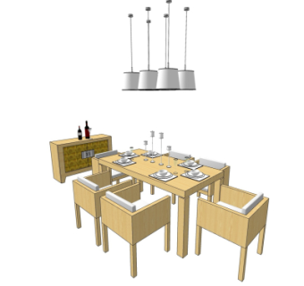 现代餐桌椅su模型