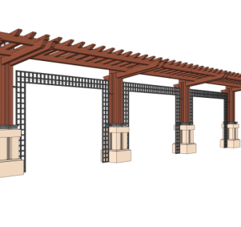 新中式廊架su模型