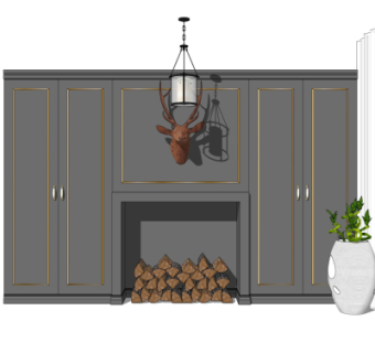 简欧衣柜su模型