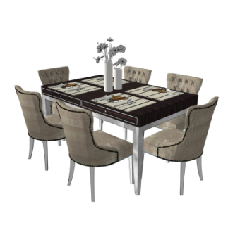 欧式餐桌椅su模型