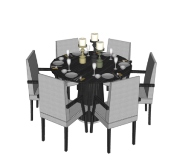 现代餐桌椅su模型