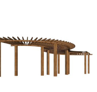 现代弧形廊架su模型