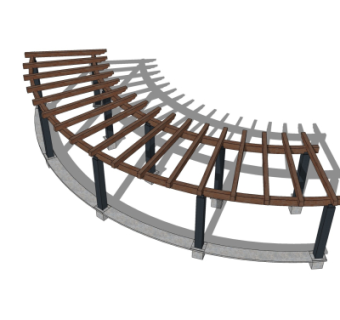 现代弧形廊架su模型