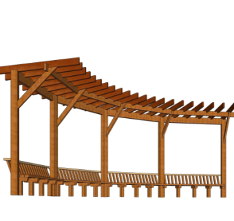 现代实木廊架su模型