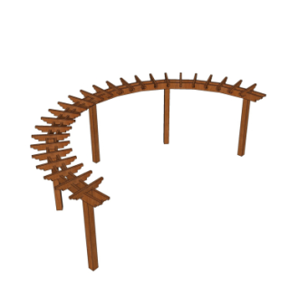 现代弧形廊架su模型