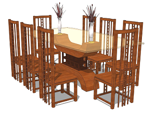 现代餐桌椅su模型