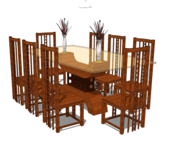 现代餐桌椅su模型