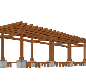 现代廊架su模型