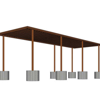 现代廊架su模型