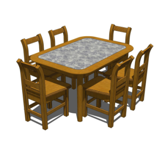 现代餐桌椅su模型