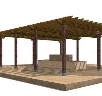 现代廊架su模型