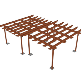 现代廊架su模型