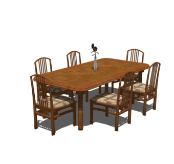 简美餐桌椅su模型